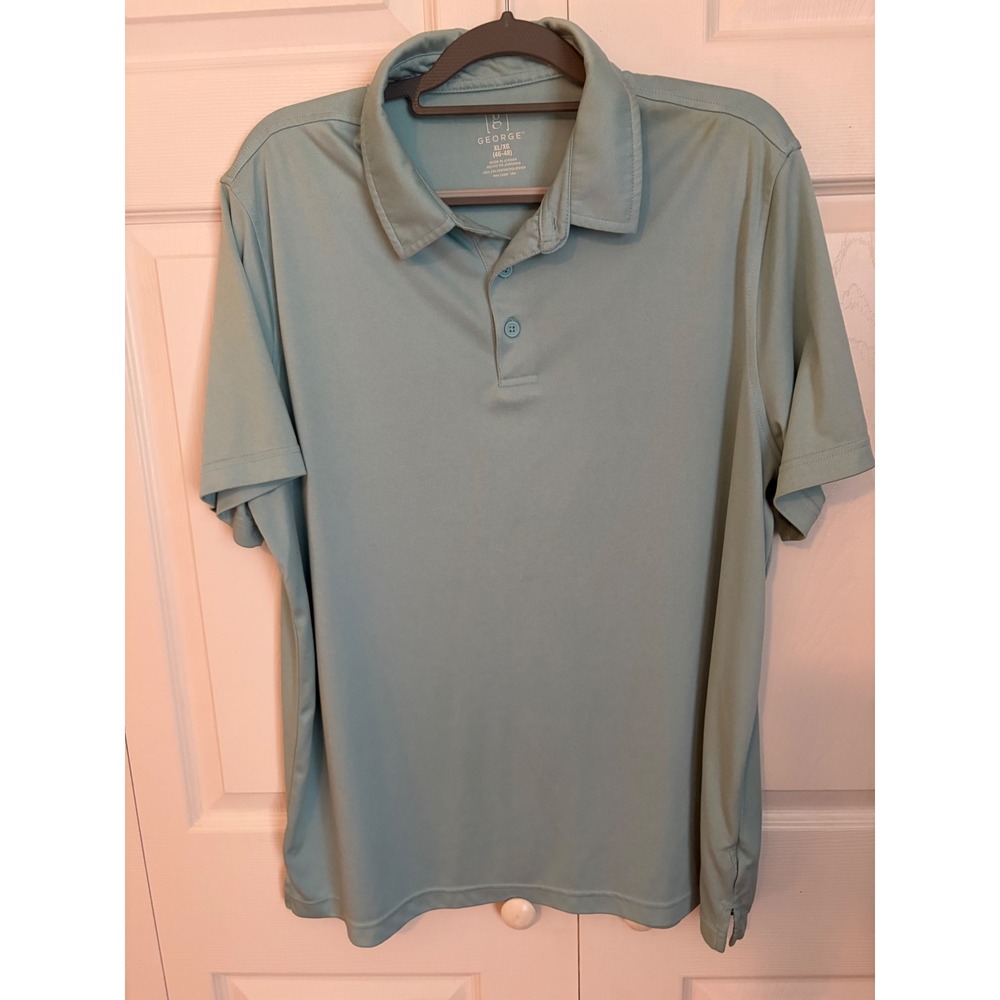 George Mens Performance Polo Shirt Turquoise Stone Heather XL Short Sleeve Golf
